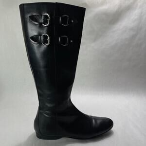 Donald J Pliner Boots Womens Size 10 M 10M Dory Black Buckle Riding Equestrian